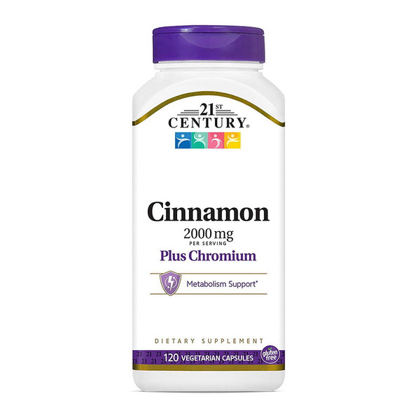 21St Century Cinnamon Plus Chromium Vegetarian Capsules, 120 Count