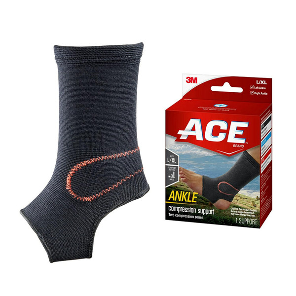 Ace Brand Compression Ankle Support, Large/X-Large, Black