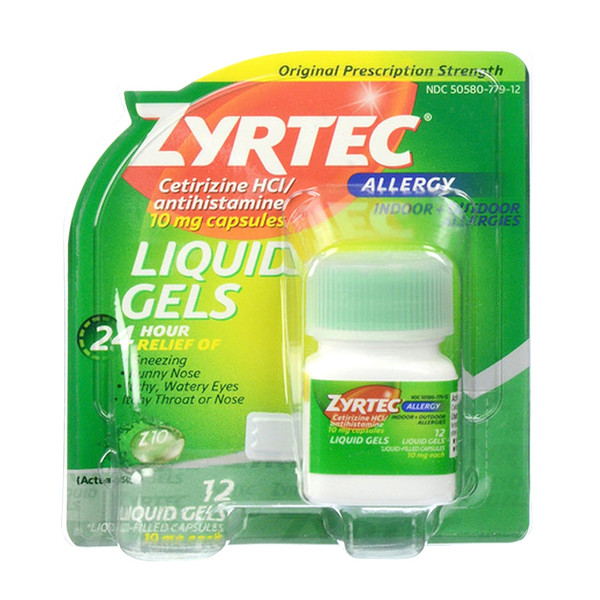Zyrtec Indoor & Outdoor Allergy Relief Liquid Gels - 12 Ea