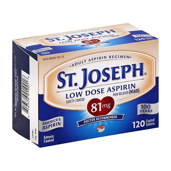 St.Joseph Aspirin 81Mg Enteric Coated Pain Reliever Tablets - 120 Ea