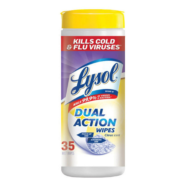 Lysol Dual Action Disinfecting Wipes, Citrus Scent  - 35 Ct