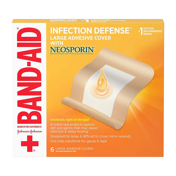 Band-Aid Brand Adhesive Covers With Neosporin Ointment, Large - 6 Ct