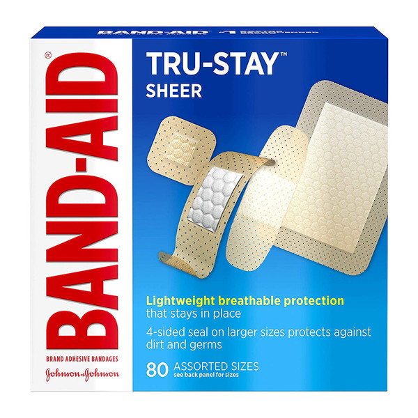 Band-Aid Brand Tru-Stay Sheer Strips Adhesive Bandages For First Aid And Wound Care, All One Size, 80 Ct