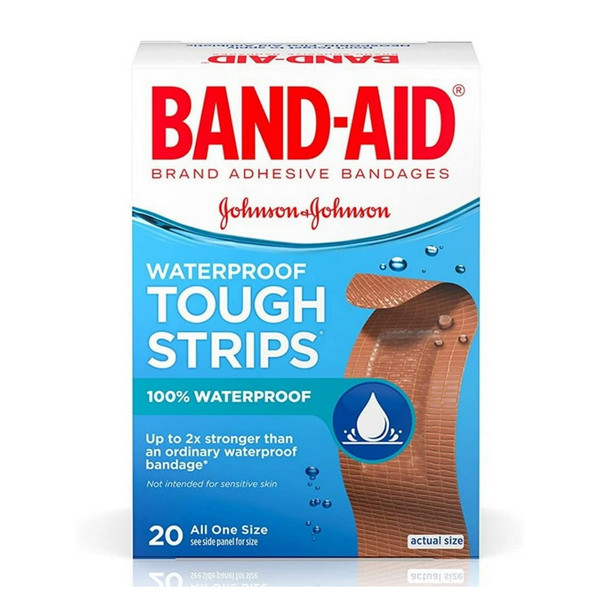 Band-Aid Tough-Strips Adhesive Bandages, Waterproof-20Ct
