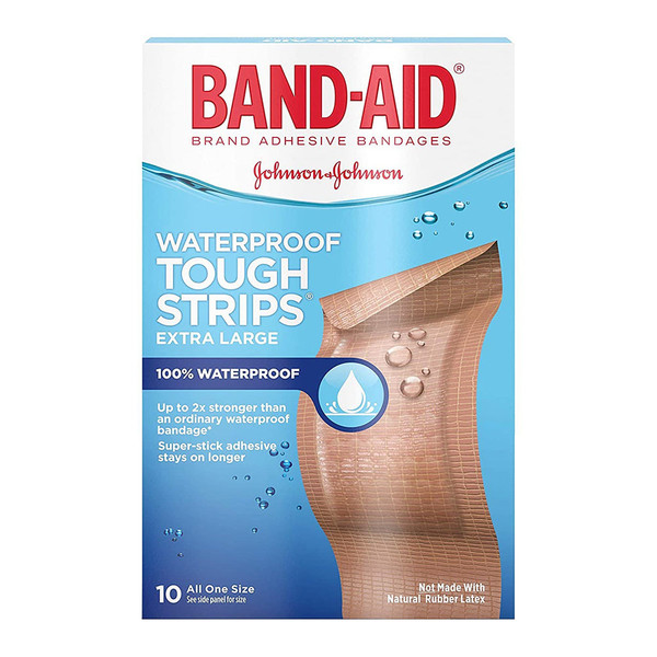 Band-Aid Brand Adhesive Bandages, Extra Large Tough Strips, Waterproof, 10 Count
