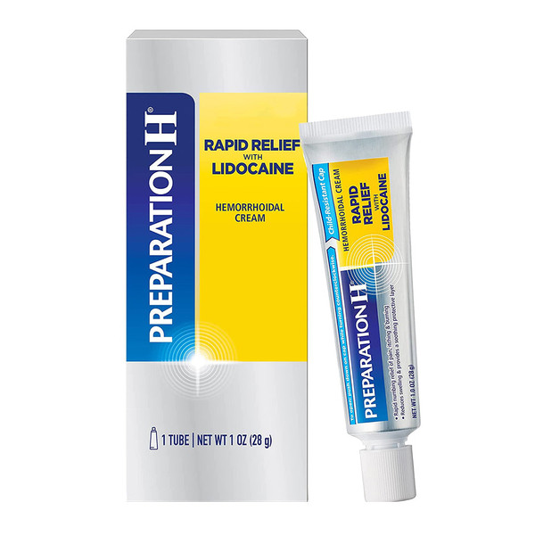 Preparation H Rapid Relief Hemorrhoid Cream With Lidocaine, Numbing Relief For Swelling, Pain, Burning And Itching - 1 Oz Tube