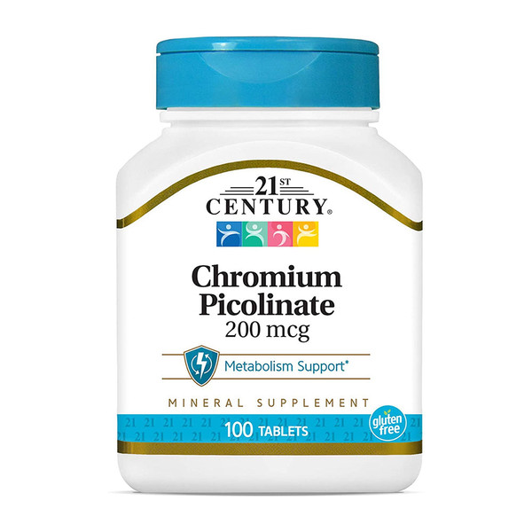 21St Century Chromium Picolinate 200 Mcg Tablets, 100 Count