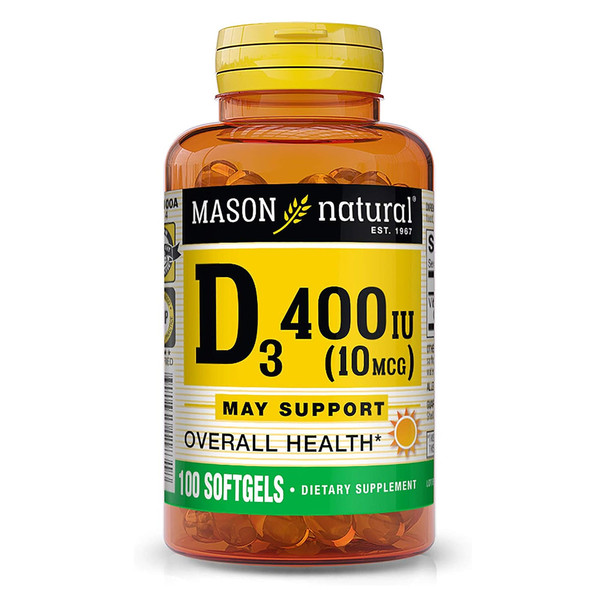 Mason Natural Vitamin D400 Iu Softgels For Bone And Joint Health - 100 Softgels