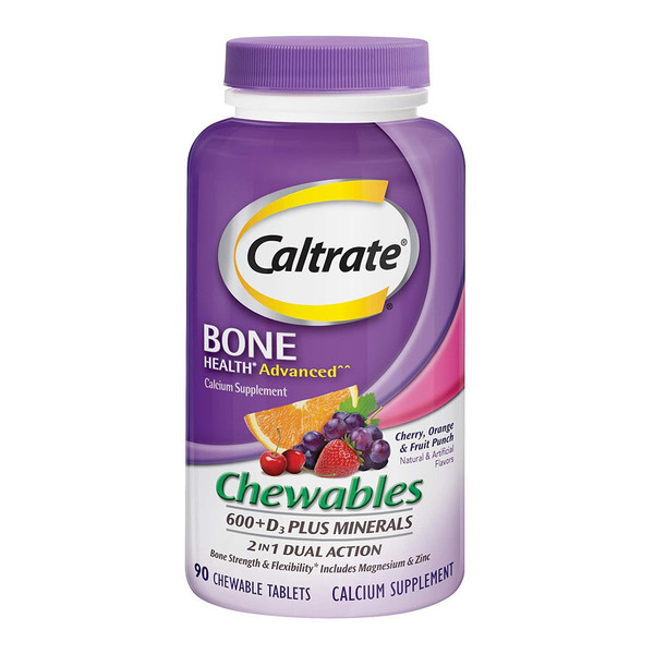 Caltrate Calcium And Vitamin D3 600 D Plus Minerals, Chewable Tablets - 90 Ea