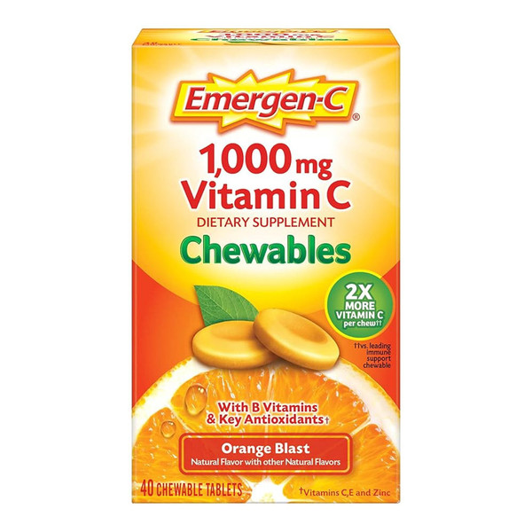 Emergen-C 1000 Mg Vitamin C Orange Blast Chewable Tablets, 40 Ea
