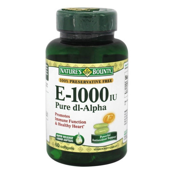 Nature'S Bounty Vitamin E 1000 Iu Softgels Pure Dl-Alpha 60 Soft Gels