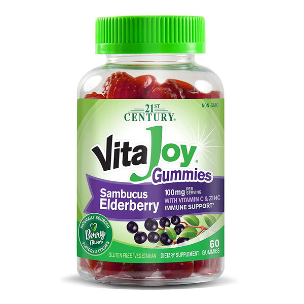 21St Century Vitajoy Gummies, Sambucus Elderberry Vegetarian Gummies - 60 Ea