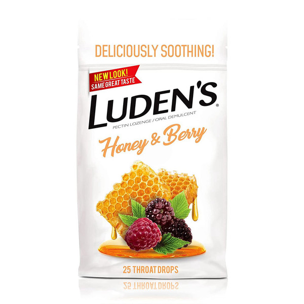 Ludens Deliciously Soothing Throat Drops, Honey & Berry Flavor,  25 Ea