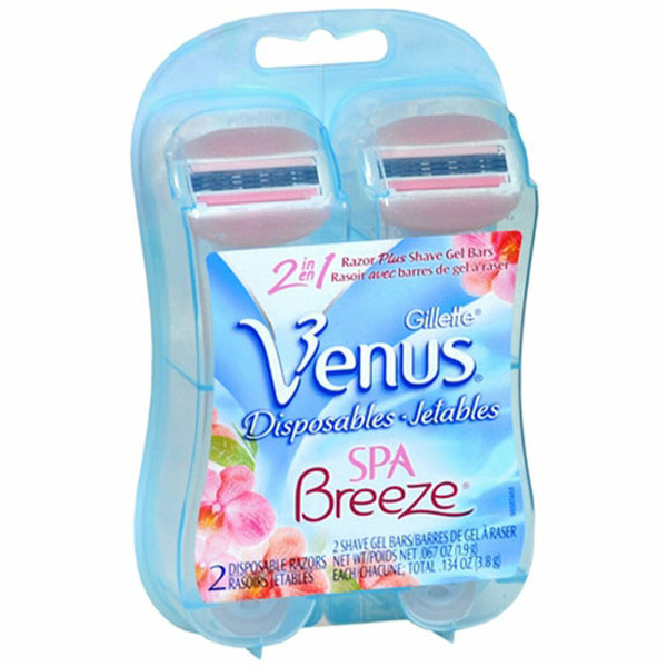 Gillette Venus Spa Breeze 2-In-1 Disposable Razors Plus Shave Gel Bars 2 Each