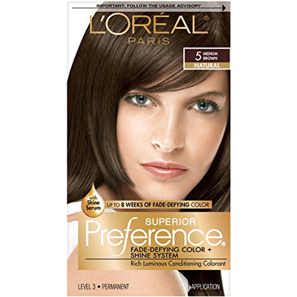 L'Oreal Paris Superior Preference Fade-Defying + Shine Permanent Hair Color, 5 Medium Brown - 1 Ea