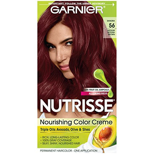 Garnier Nutrisse Nourishing Hair Color Creme, 56 Medium Reddish Brown (Sangria) - 1 Ea