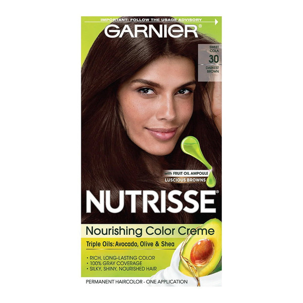 Garnier Nutrisse Permanent Darkest Brown Hair Color Creme Kit