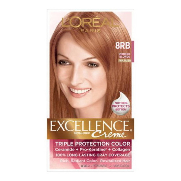 Loreal Excellence Triple Protection Hair Color Creme, 8Rb Reddish Blonde - 1 Ea