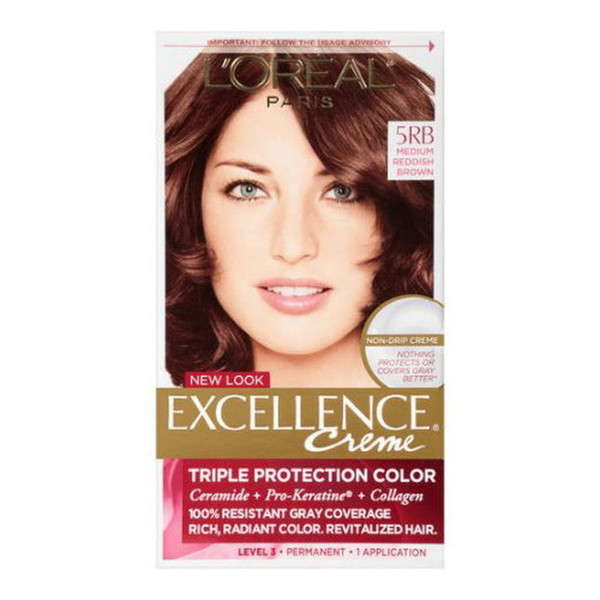 Loreal Excellence Triple Protection Hair Color Creme, 5Rb Medium Reddish Brown - 1 Ea