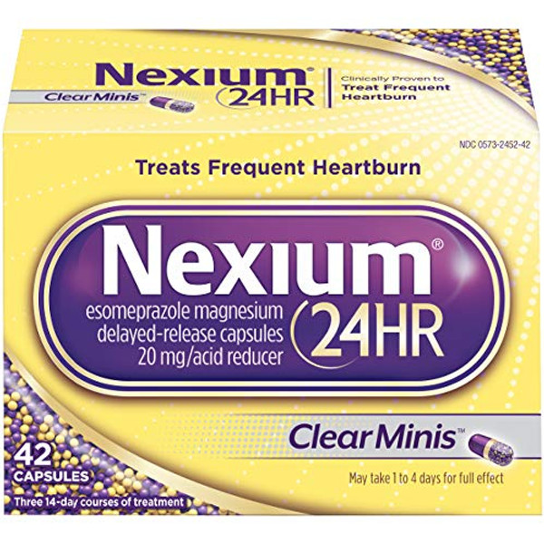 Nexium 24Hr (42 Count, Cleanexium 24Hr Clearminis Delayed Release Heartburn Relief Capsules, Esomeprazole Magnesium Acid Reducer