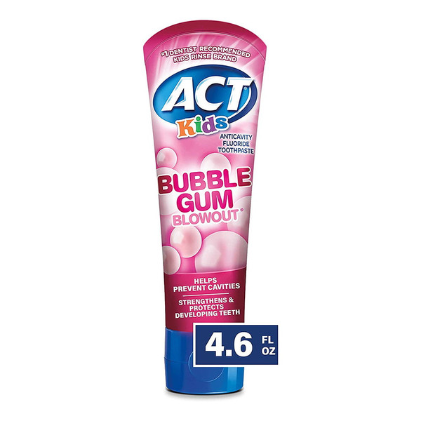 Act Kids Fluoride Toothpaste, Bubblegum Blowout, 4.6 Oz