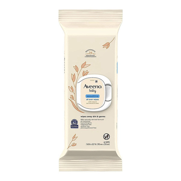 Aveeno Baby Sensitive All Over Wipes, Alcohol- & Fragrance-Free - 64 Ea