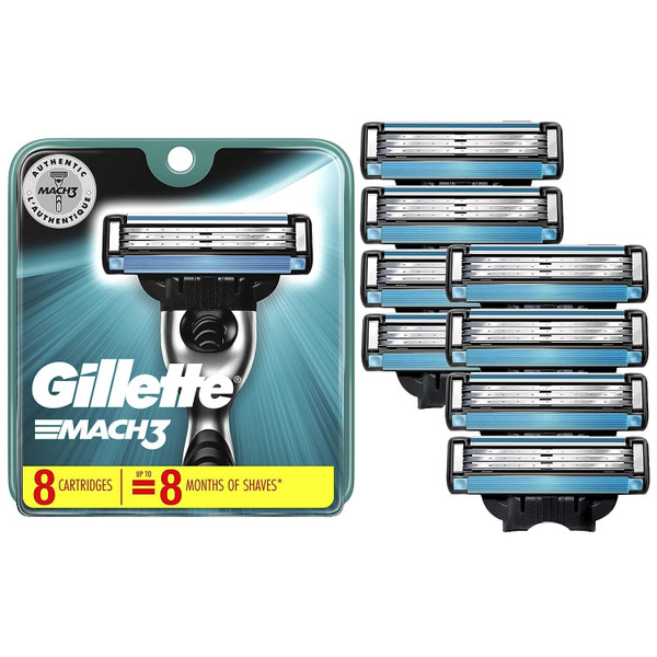 Gillette Mach3 Razor Refills for Men, 8 Razor