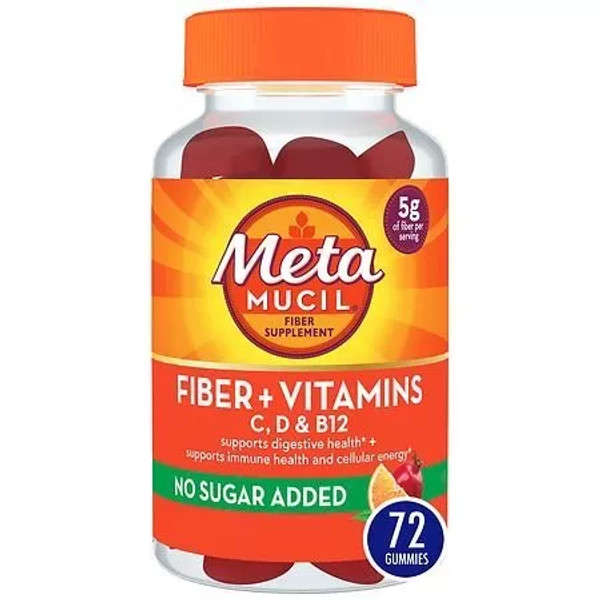 Metamucil Fiber Plus Vitamins C, D & B12 Gummies Citrus Berry - 72ct