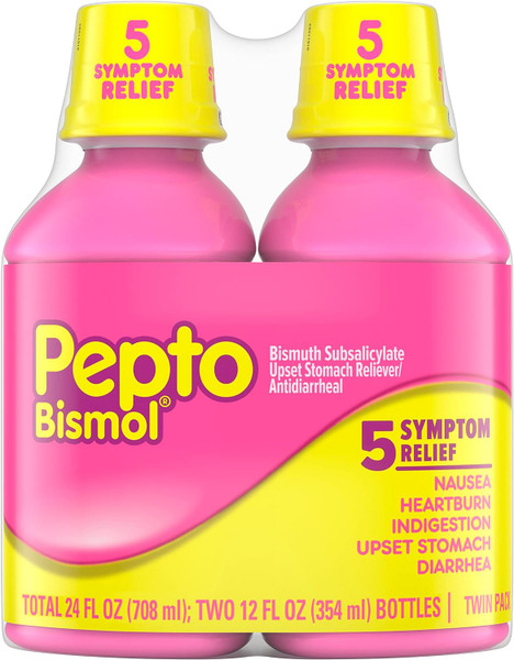 Pepto Bismol Liquid Upset Stomach Reliever and Antidiarrheal Original Twin Pack - 24 fl oz