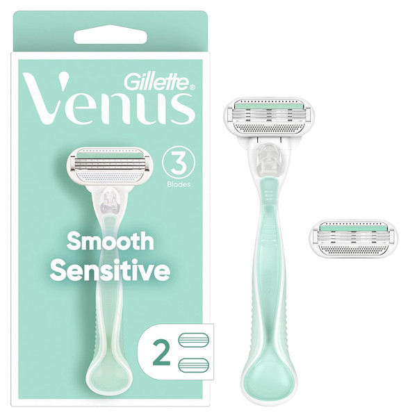 Gillette Venus Smooth Sensitive Women's Razor - 1 Handle + 2 Blade Refills