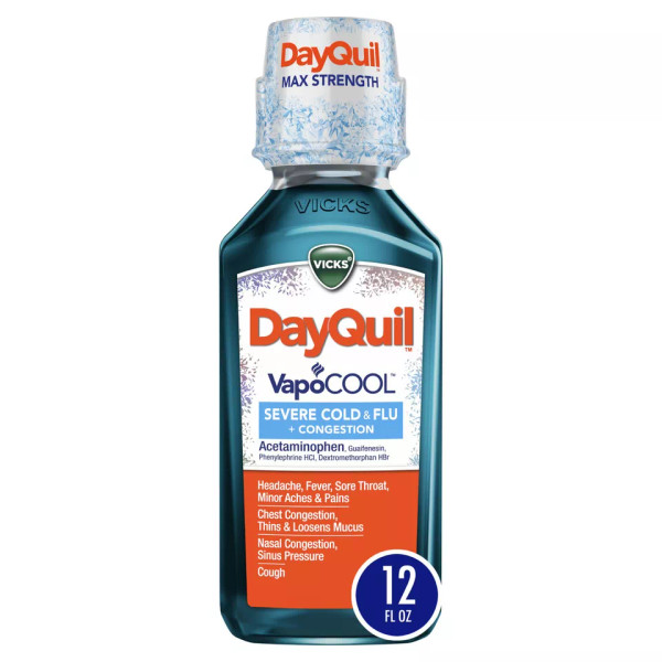 DayQuil VapoCOOL Severe Cold&Flu+Congestion Liquid 12 Fl Oz