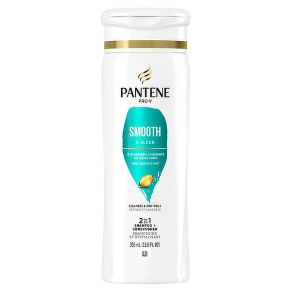 Pantene Pro-V Smooth & Sleed 2-in-1 Shampoo & Conditioner, 12 Ounce