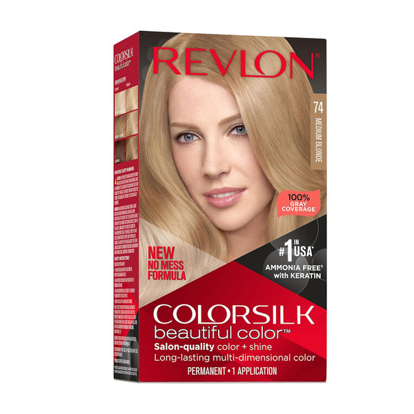 Revlon Colorsilk Beautiful Color Permanent Hair Color,   Medium Blonde -  4.4 Fl Oz
