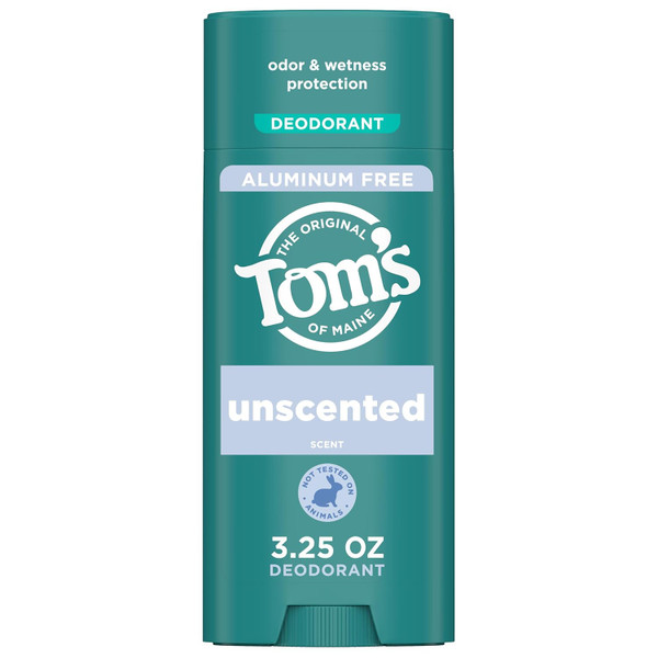 TomG of Maine Unscented Natural Deodorant for Women and Men, Aluminum Free, 3.25 oz