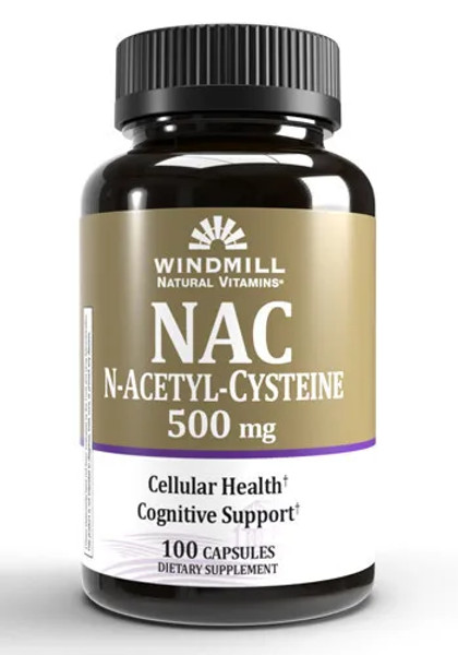 Windmill NAC N-Acetyl-Cysteine 500mg Cellular Health 100 Capsules