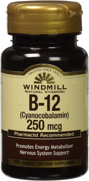 Windmill Natural Vitamin B-12 Promote Energy Supplement 250mcg  100 Count