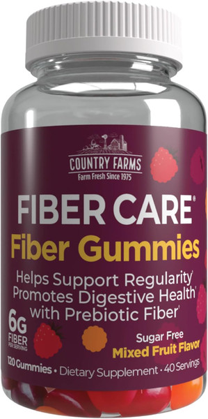 Country Farms Fiber Care Prebiotic Gummies, 6g of Fiber Per Serving 120 gummies