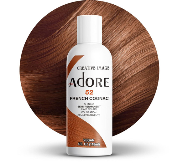 Adore Semi Permanent Hair Color - Vegan and Cruelty-Free Hair Dye - 4 Fl Oz - 052 French Cognac