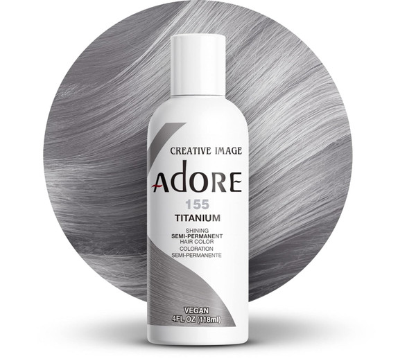 Adore Semi Permanent Hair Color - Vegan and Cruelty-Free Hair Dye - 4 Fl Oz - 155 Titanium