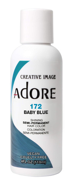 Adore Semi Permanent Hair Color - Vegan and Cruelty-Free Hair Dye - 4 Fl Oz - 172 Baby Blue