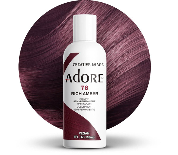 Adore Semi Permanent Hair Color - Vegan and Cruelty-Free Hair Dye - 4 Fl Oz - 078 Rich Amber