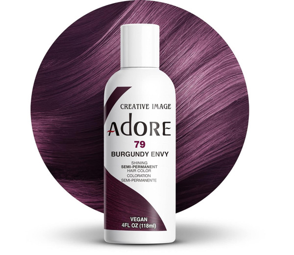 Adore Semi Permanent Hair Color - Vegan and Cruelty-Free Hair Dye - 4 Fl Oz - 079 Burgundy Envy