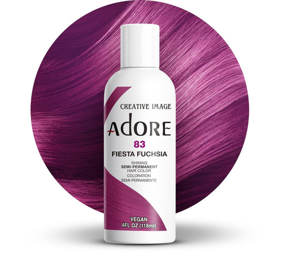 Adore Semi Permanent Hair Color - Vegan and Cruelty-Free Hair Dye - 4 Fl Oz - 083 Fiesta Fuchsia