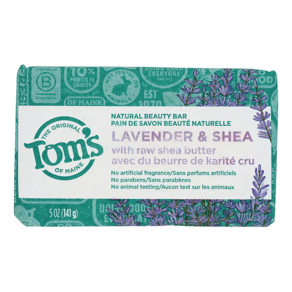 Tom'S Of Maine Natural Beauty Bar Soap With Raw Shea Butter, Lavender Tea Tree 5 Oz