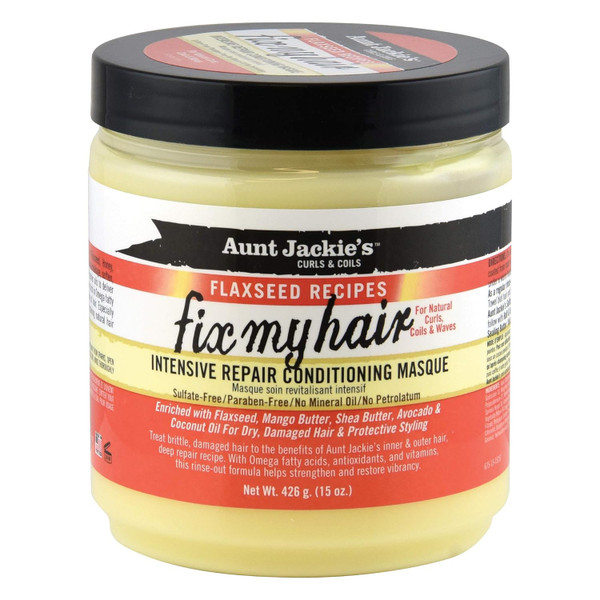 Aunt Jackie's Flaxseed Recipes Fix My Hair, Intensive Repair Conditioning Masque 15 oz