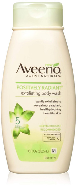 Aveeno Positively Radiant Body Wash Exfoliating 18 Ounce