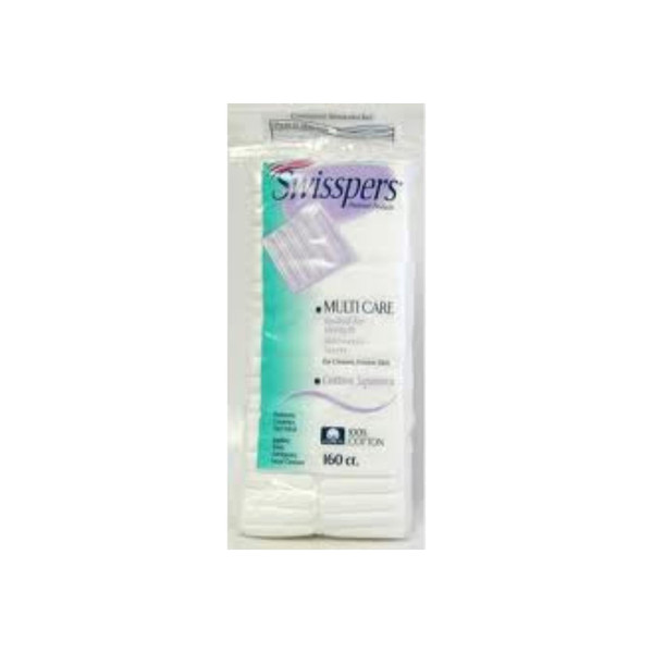 Swisspers Multi Care Cotton Squares W/ Spunlace For Cleaner Fresher Skin 160 Ea