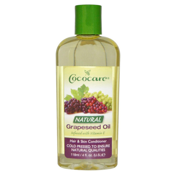 COCOCARE Natural Grapeseed Oil - Natural Moisturizer for Skin and Hair 4 oz