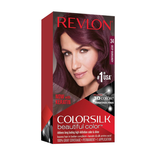 Revlon Colorsilk Beautiful Color for Unisex, 34 Deep Burgundy