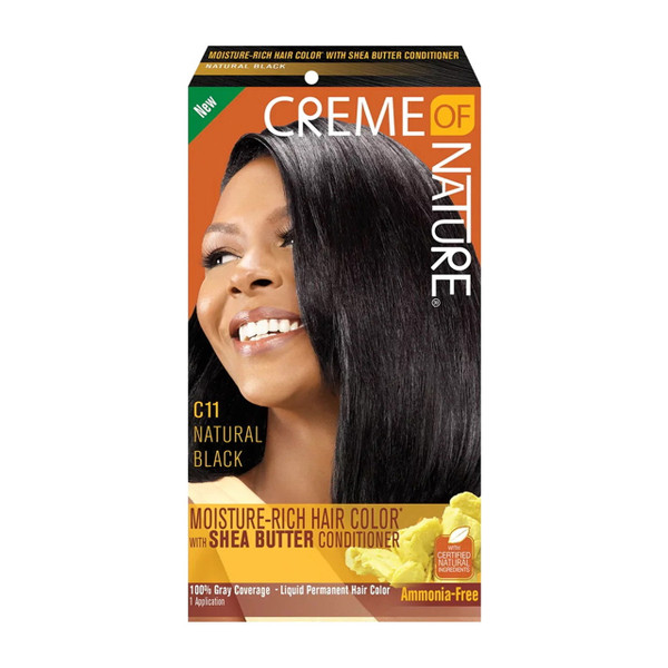 Creme of Nature Moisture Rich Hair Color with Shea Butter, C11 Natural Black, 1 Ea
